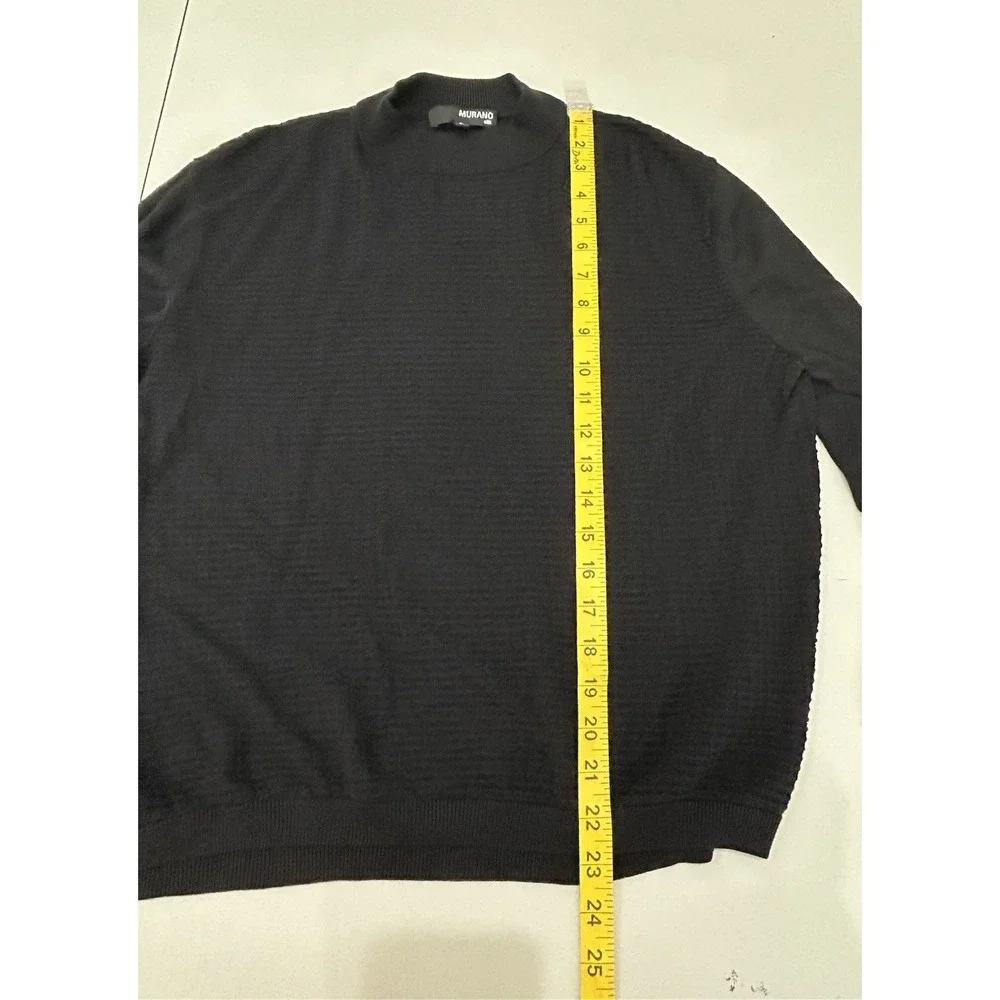 Murano 100% Silk Ribbed Knit‎ Sweater Long Sleeve Black Size L Y2K Friends Joey